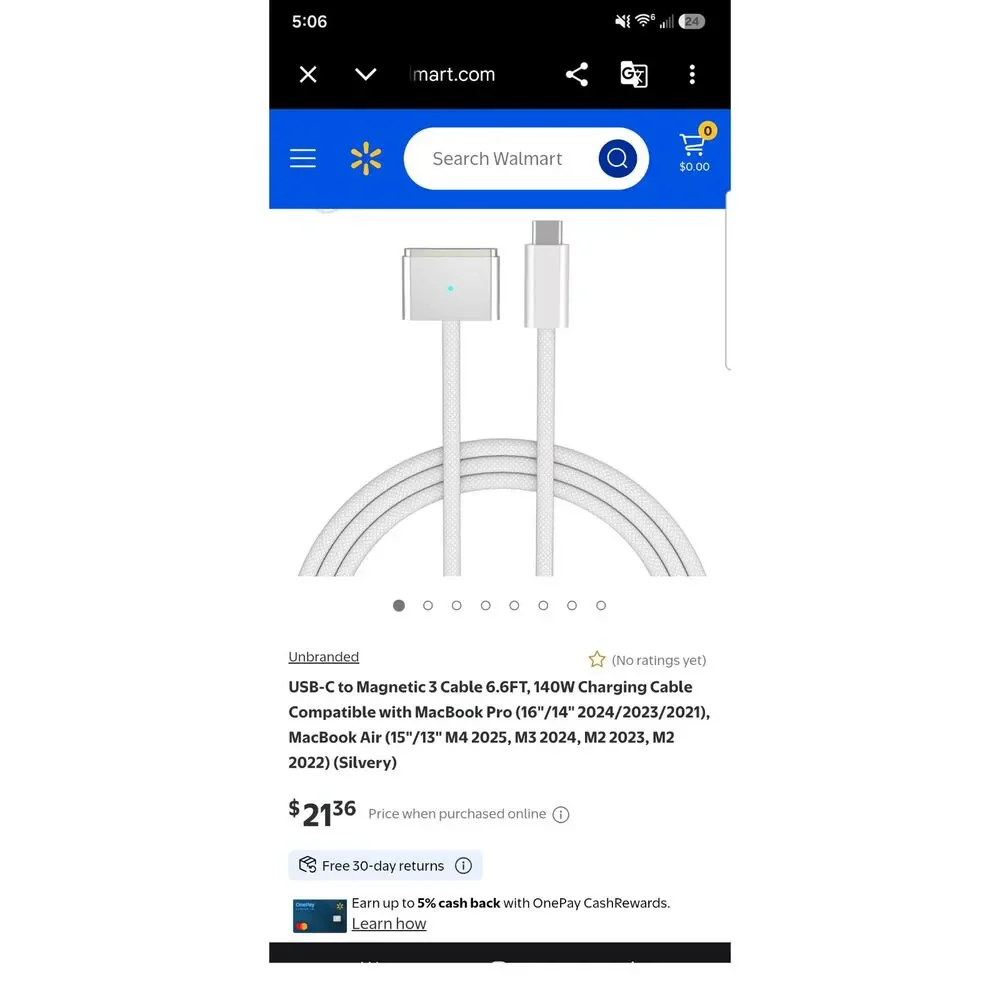 USB-C to MG3 Cable 6.6ft 140W Charging Cable Compatible with MacBook Pro